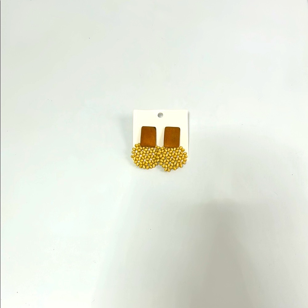 Brown and Gold Beaded Earrings